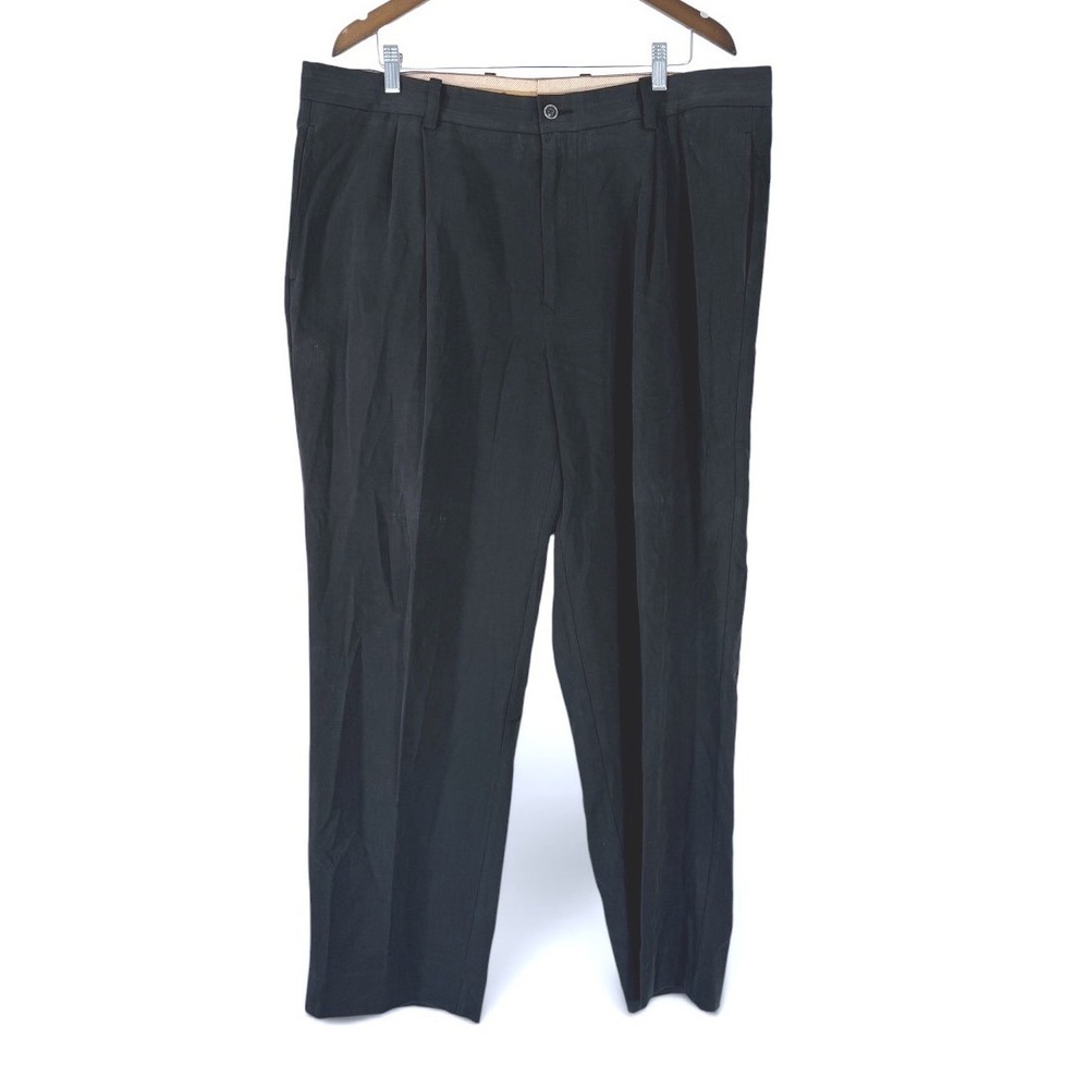Tommy Bahama Men's Havana Herringbone Pleated Dress Pants – Size 40x30 Dark Gray